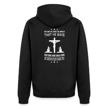 Jesus is Lord, God, Christ, John 3:16, Bible - Unisex Premium Organic Zip Hoodie - black - Back - Nico (187cm)