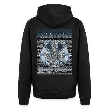 Native American Kokopelli Musicans - Sun Border 6 - Unisex Premium Bio Zip Hoodie - Schwarz - Hinten - Nico (187cm)
