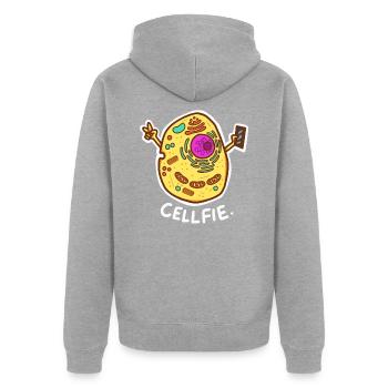 Biology postcards Cell-Fie - Unisex Premium Organic Zip Hoodie - heather grey - Back - Nico (187cm)