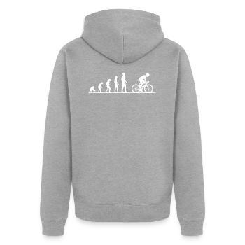 Fahrrad Evolution Rennrad Affe Entwicklung - Unisex Premium Bio Zip Hoodie - Grau meliert - Hinten - Nico (187cm)