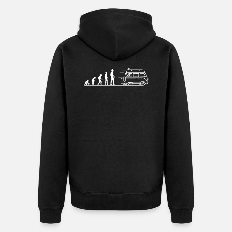 Die Camping Evolution - Unisex Premium Bio Zip Hoodie - Schwarz