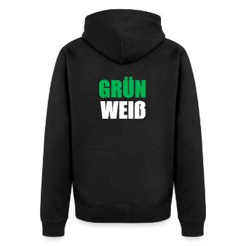 grün weiss - Unisex Premium Bio Zip Hoodie - Schwarz - Hinten - Nico (187cm)