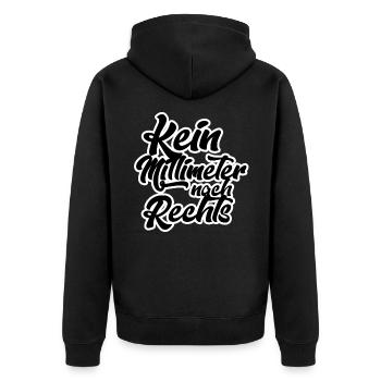 kein Millimeter nach Rechts - Unisex Premium Bio Zip Hoodie - Schwarz - Hinten - Nico (187cm)