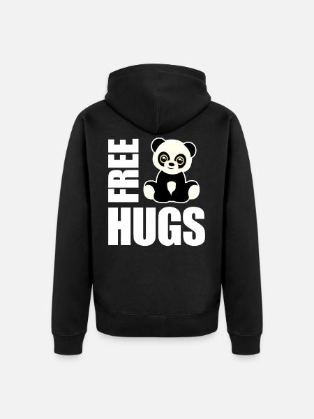 Free Hugs Panda - Unisex Premium Organic Zip Hoodie - black