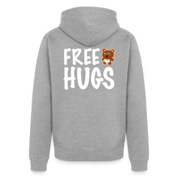 Câlin gratuit ours - Veste à capuche bio Premium Unisexe - gris chiné - Dos - Nico (187cm)