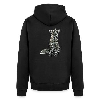 Fuchs - Unisex Premium Bio Zip Hoodie - Schwarz - Hinten - Nico (187cm)