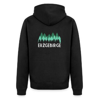 Erzgebirge Geschenk - Unisex Premium Bio Zip Hoodie - Schwarz - Hinten - Nico (187cm)