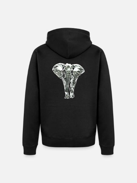 elephant - Unisex Premium Organic Zip Hoodie - black
