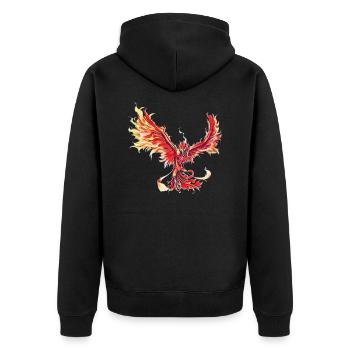 Phoenix - Unisex Premium Organic Zip Hoodie - black - Back - Nico (187cm)