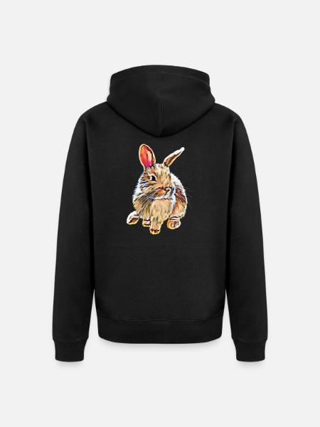Rabbits - Unisex Premium Organic Zip Hoodie - black