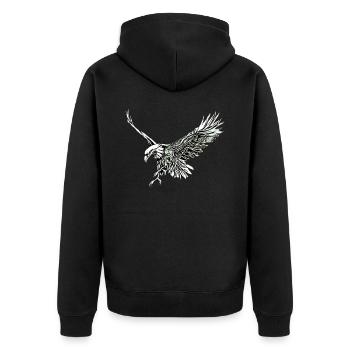 Adler - Unisex Premium Bio Zip Hoodie - Schwarz - Hinten - Nico (187cm)