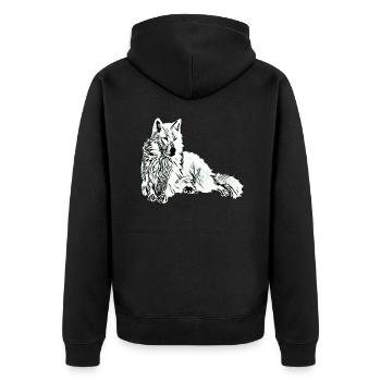 wolf - Unisex Premium Organic Zip Hoodie - black - Back - Nico (187cm)