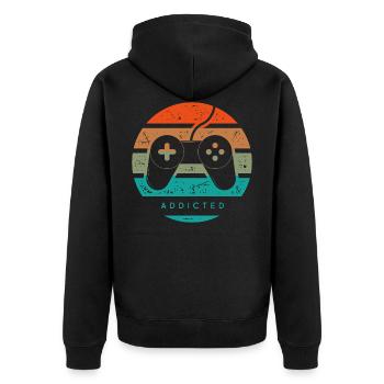 jeux video addicted - Veste à capuche bio Premium Unisexe - noir - Dos - Nico (187cm)