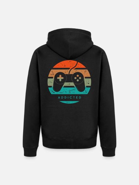 addicted video games - Unisex Premium Organic Zip Hoodie - black