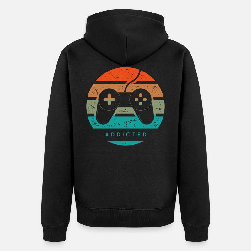 jeux video addicted - Veste à capuche bio Premium Unisexe - noir