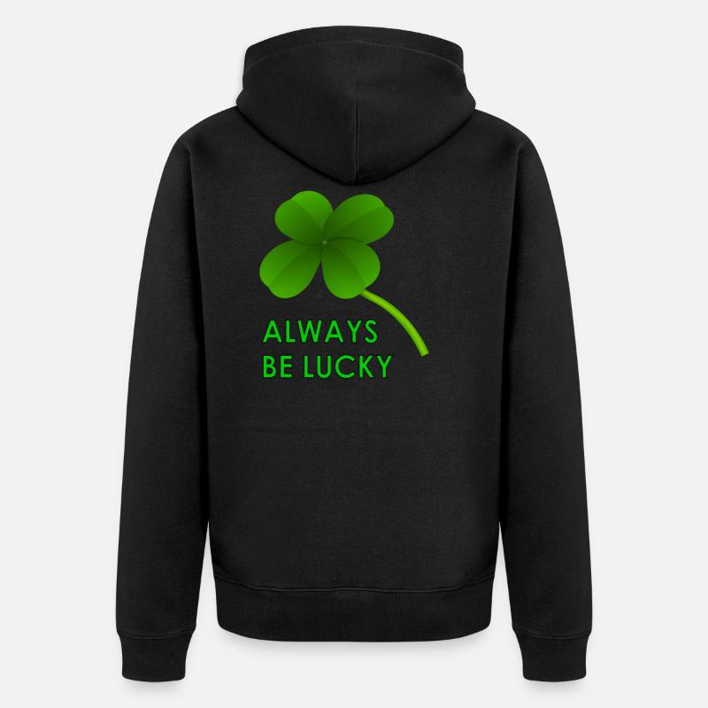 always be lucky - Unisex Premium Bio Zip Hoodie - Schwarz