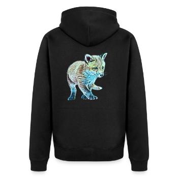 Fox - Unisex Premium Organic Zip Hoodie - black - Back - Nico (187cm)