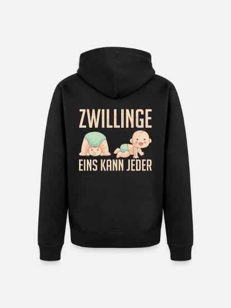 ZWILLINGE EINS KANN JEDER! Stolzer Papa Zwillingen - Unisex Premium Bio Zip Hoodie - Schwarz