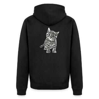 Kätzchen - Unisex Premium Bio Zip Hoodie - Schwarz - Hinten - Nico (187cm)