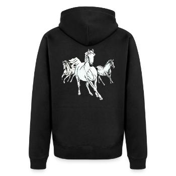 Pferde - Unisex Premium Bio Zip Hoodie - Schwarz - Hinten - Nico (187cm)