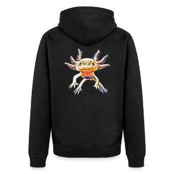 Axolotl - Unisex Premium Organic Zip Hoodie - black - Back - Nico (187cm)