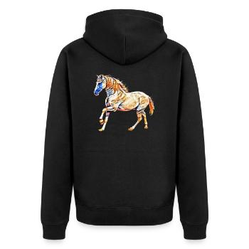 Pferd - Unisex Premium Bio Zip Hoodie - Schwarz - Hinten - Nico (187cm)