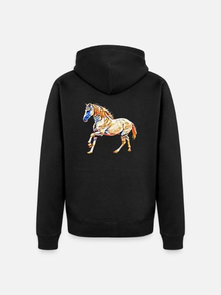 Pferd - Unisex Premium Bio Zip Hoodie - Schwarz