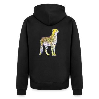 Gepard - Unisex Premium Bio Zip Hoodie - Schwarz - Hinten - Nico (187cm)