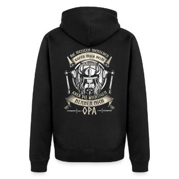 Grandpa Grandson Vikings The most important call me OPA - Unisex Premium Organic Zip Hoodie - black - Back - Nico (187cm)