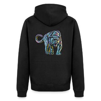 Panther - Unisex Premium Organic Zip Hoodie - black - Back - Nico (187cm)