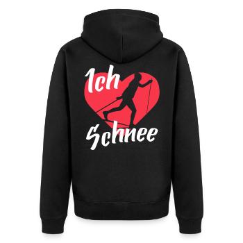 Langlaufen / Langläufer / Skifahrer / Ski - Unisex Premium Bio Zip Hoodie - Schwarz - Hinten - Nico (187cm)