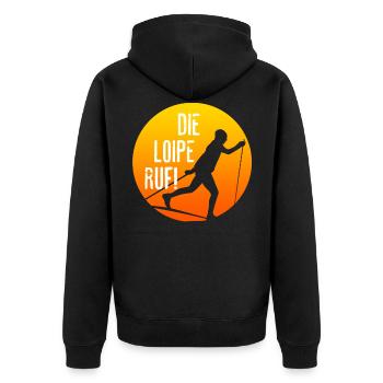 Langlaufen / Langläufer / Skifahrer / Ski - Unisex Premium Bio Zip Hoodie - Schwarz - Hinten - Nico (187cm)
