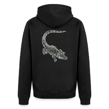 Alligator - Unisex Premium Bio Zip Hoodie - Schwarz - Hinten - Nico (187cm)