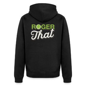 Roger that tennis - Unisex Premium Organic Zip Hoodie - black - Back - Nico (187cm)
