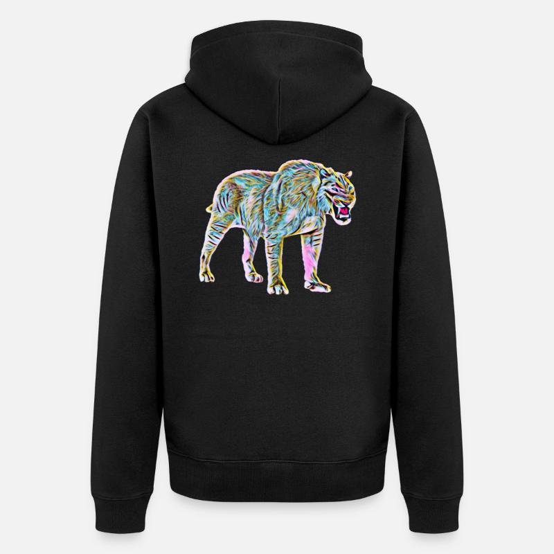 Tigre à dents de sabre - Veste à capuche bio Premium Unisexe - noir