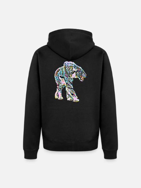 Saber tooth tiger - Unisex Premium Organic Zip Hoodie - black