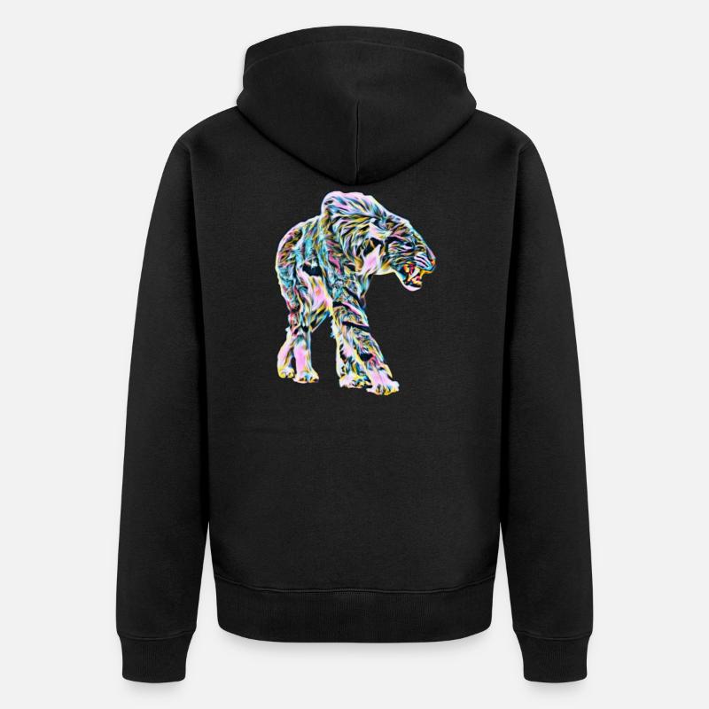 Tigre à dents de sabre - Veste à capuche bio Premium Unisexe - noir