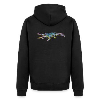 Krokodil - Unisex Premium Bio Zip Hoodie - Schwarz - Hinten - Nico (187cm)