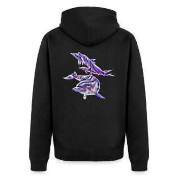 Delfine - Unisex Premium Bio Zip Hoodie - Schwarz - Hinten - Nico (187cm)
