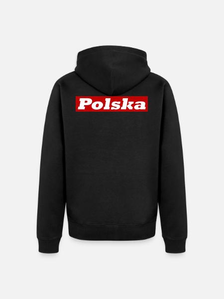Polska - Poland flag - Unisex Premium Organic Zip Hoodie - black