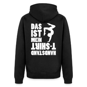 Handstand Shirt - Unisex Premium Bio Zip Hoodie - Schwarz - Hinten - Nico (187cm)
