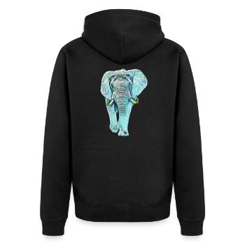 elephant - Unisex Premium Organic Zip Hoodie - black - Back - Nico (187cm)