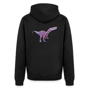 Dinosaurier - Unisex Premium Bio Zip Hoodie - Schwarz - Hinten - Nico (187cm)