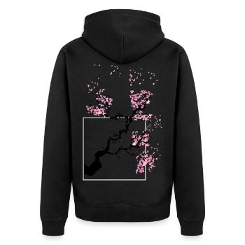 Japon fleur de cerisier - Veste à capuche bio Premium Unisexe - noir - Dos - Nico (187cm)