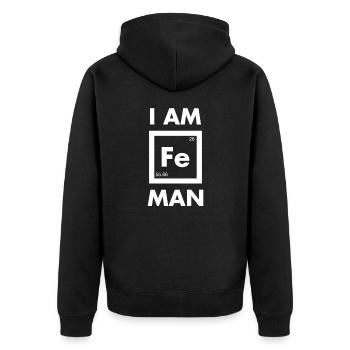 I am FE man - Unisex Premium Organic Zip Hoodie - black - Back - Nico (187cm)