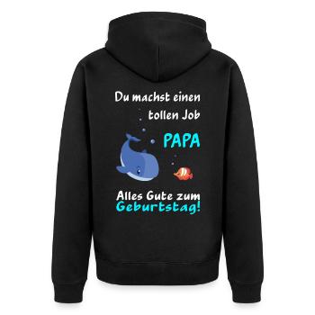 L'anniversaire de papa tu fais un excellent travail de poisson - Veste à capuche bio Premium Unisexe - noir - Dos - Nico (187cm)