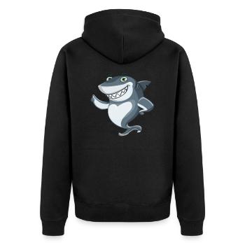 haifisch - Unisex Premium Bio Zip Hoodie - Schwarz - Hinten - Nico (187cm)