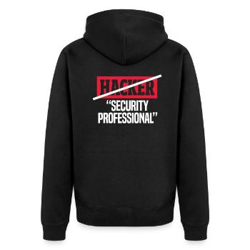 hacker - Unisex Premium Organic Zip Hoodie - black - Back - Nico (187cm)