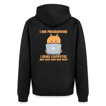 Programmierer - Unisex Premium Bio Zip Hoodie - Schwarz - Hinten - Nico (187cm)