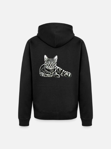 Katze - Unisex Premium Bio Zip Hoodie - Schwarz